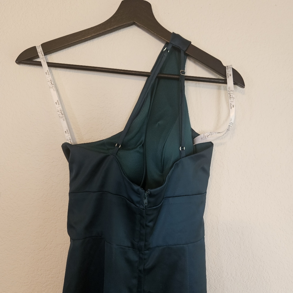 One Shoulder Long Satin Gown - Picture 6 of 8